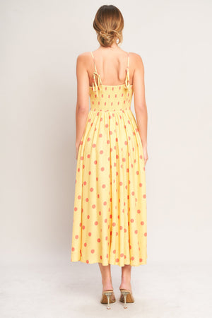 Golden Summer Polka Woven Midi Dress