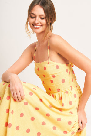 Golden Summer Polka Woven Midi Dress