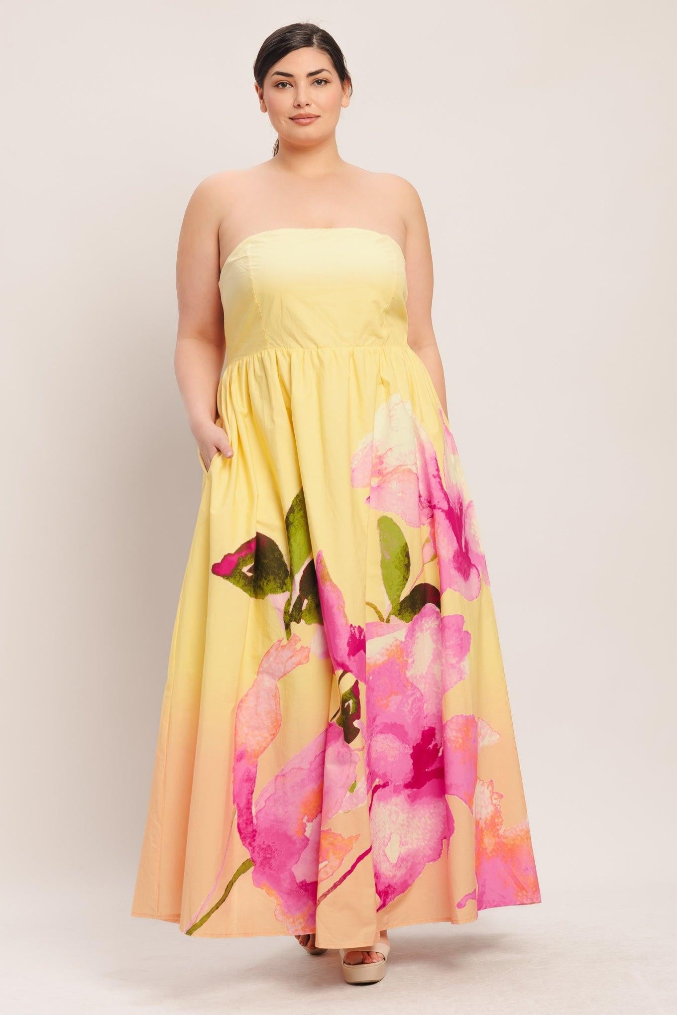 yellow ombre dress Dreamy Ombre Woven Maxi Dress LIGHT YELLOW / M
