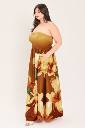 BRONZE BLOSSOM MUSE WOVEN MAXI DRESS