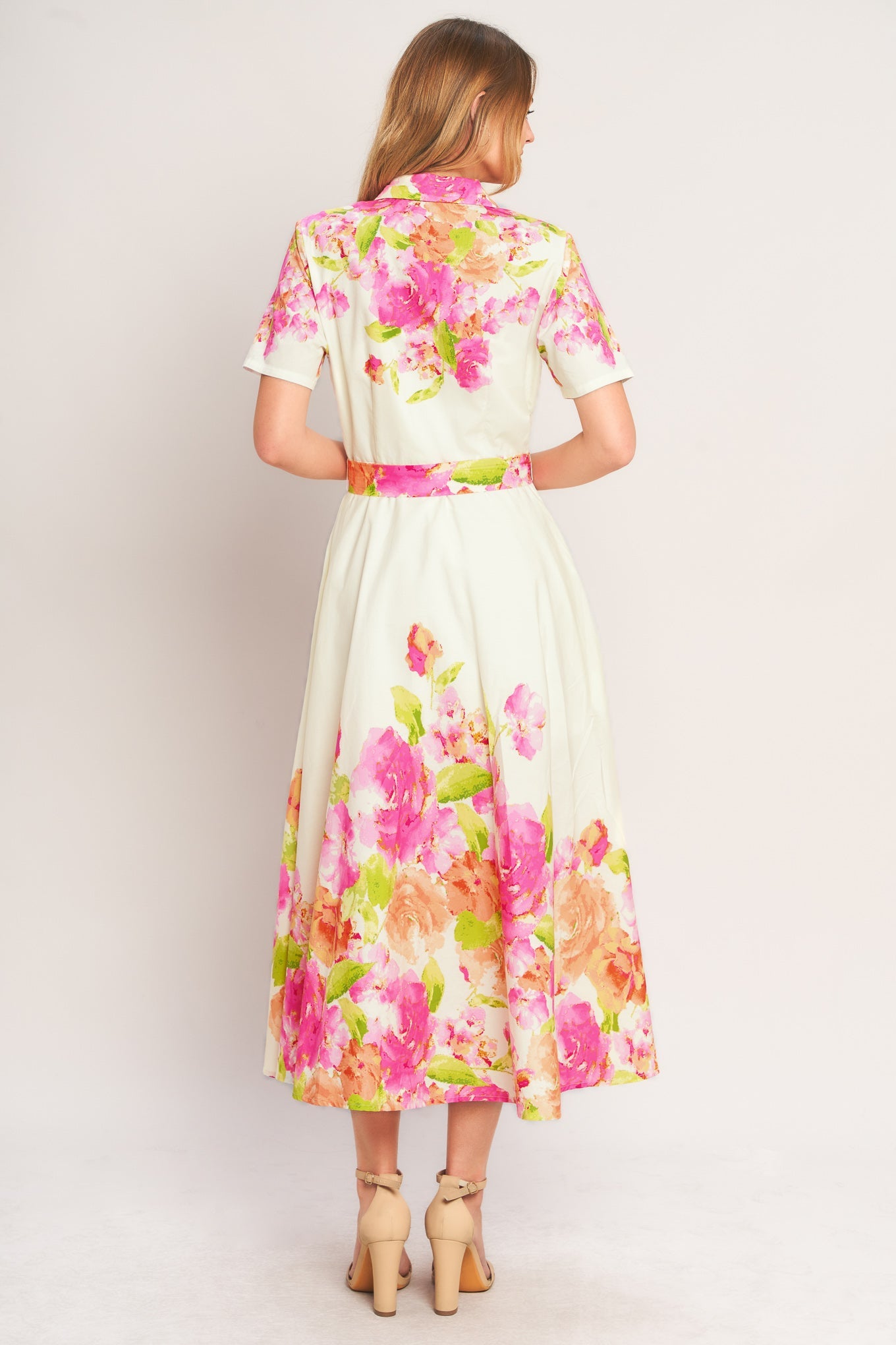 Peony Bloom Woven Midi Dress