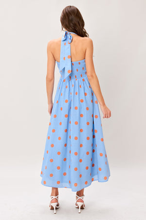 Cotton Candy Sky Dot Woven Midi Dress