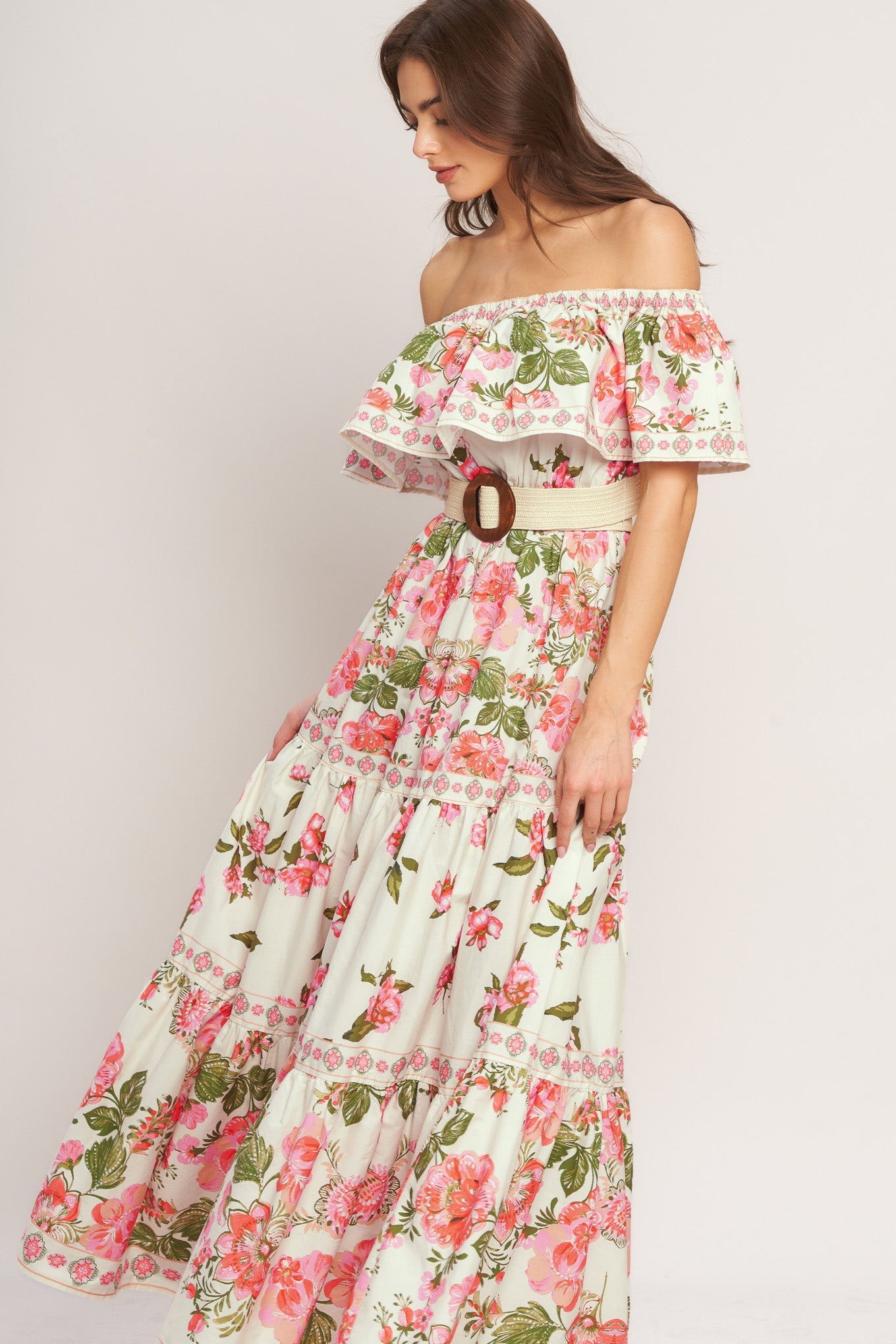 escape off the shoulder dress Sweet Escape OFF Shoulder Maxi Dress OFF WHITE/PINK / S