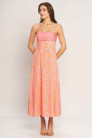 Island Sunset Charm Woven Midi Dress