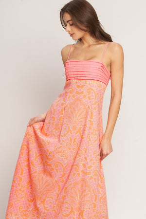 Island Sunset Charm Woven Midi Dress