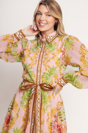 GOLDEN GARDEN PARTY WOVEN MIDI DRESS