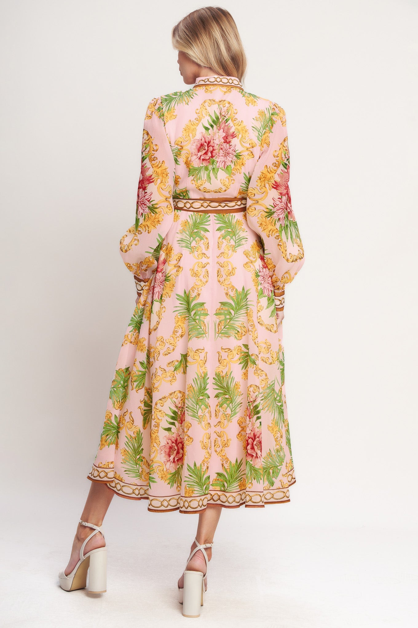 GOLDEN GARDEN PARTY WOVEN MIDI DRESS