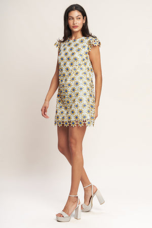 LITTLE RAY OF JOY WOVEN LACE MINI SHIFT DRESS