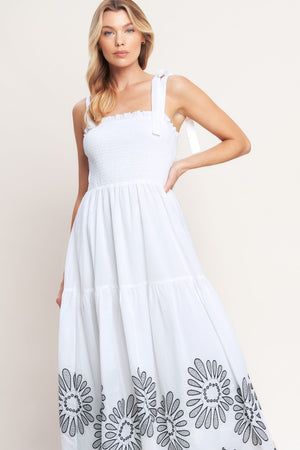 WHISPERS OF SUMMER WOVEN MIDI DRESS