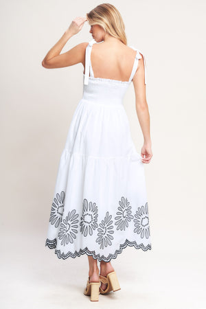 WHISPERS OF SUMMER WOVEN MIDI DRESS