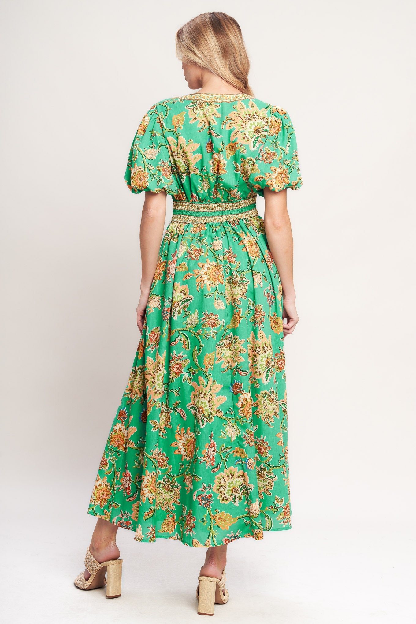 TROPICAL STATE OF HEART WOVEN MIDI DRESS