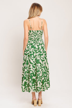 ART NOUVEAU FLORAL WOVEN MIDI DRESS