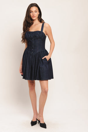 MODERN INDIGO DENIM MINI DRESS