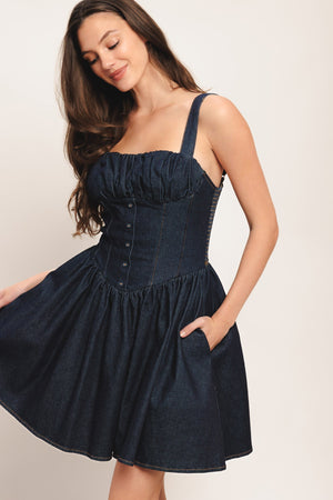 MODERN INDIGO DENIM MINI DRESS