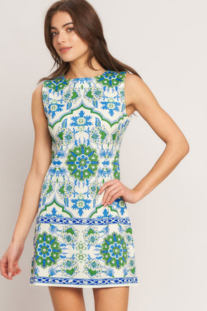 EURO BLUE WOVEN MINI DRESS
