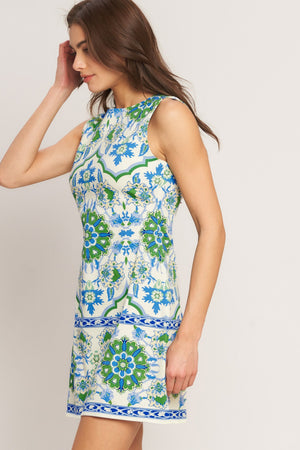 EURO BLUE WOVEN MINI DRESS