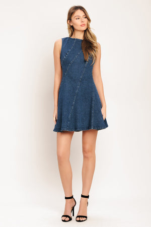 DAY TO NIGHT DENIM MINI DRESS