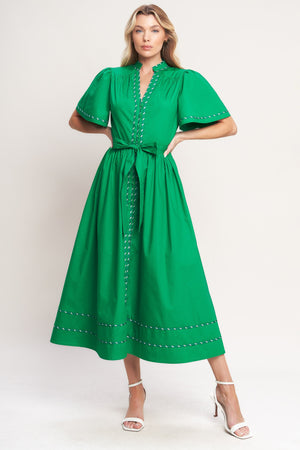 Resort Escape Woven Midi Dress - Taupe or Green