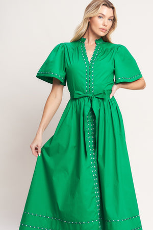 Resort Escape Woven Midi Dress - Taupe or Green