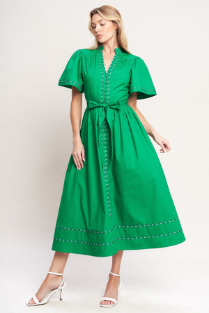 Resort Escape Woven Midi Dress - Taupe or Green