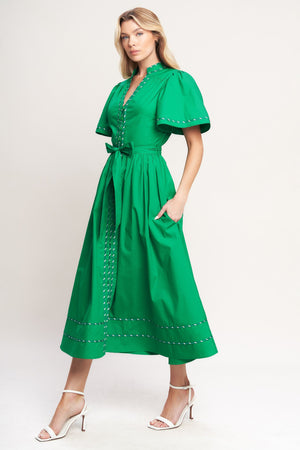 Resort Escape Woven Midi Dress - Taupe or Green
