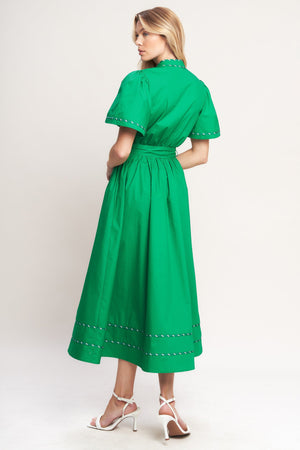 Resort Escape Woven Midi Dress - Taupe or Green
