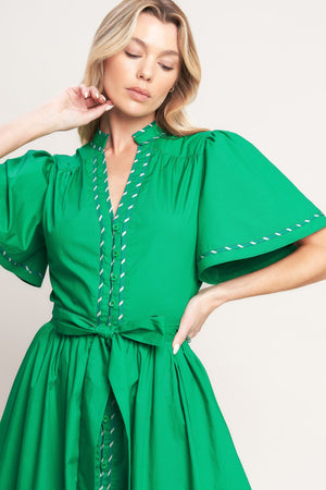EVERGREEN ROMANCE WOVEN MIDI DRESS