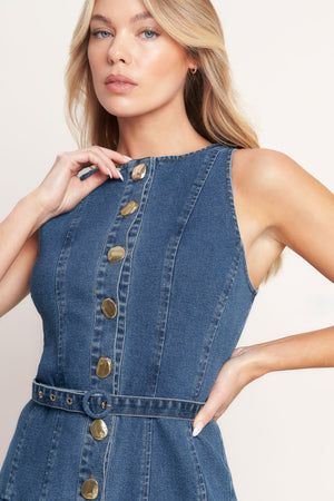 SUNDAY STROLL DENIM MIDI DRESS