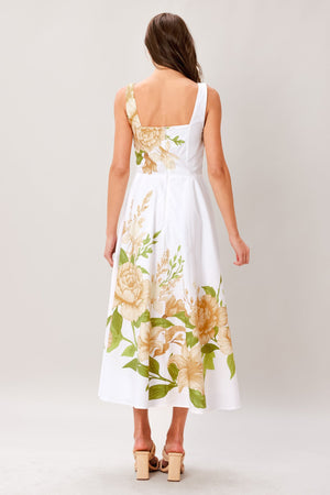 Cream Botanica Woven Midi Dress