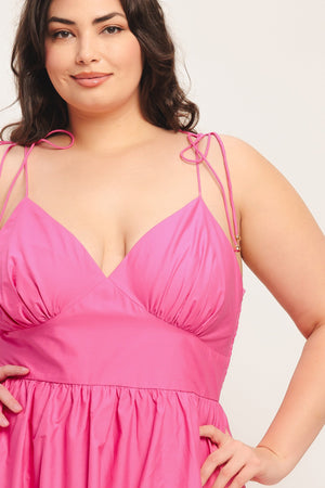 PRETTY IN PINK WOVEN MIDI DRESS