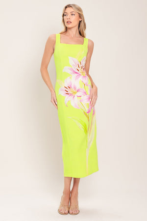 Lush Lime Woven Midi Dress