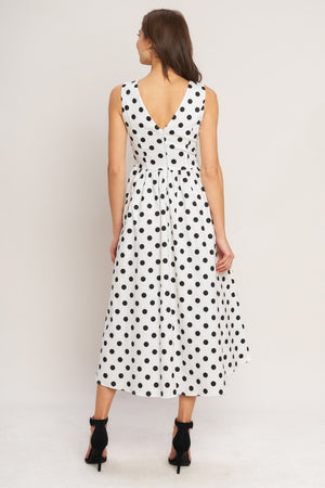 Vintage Whisper Polka Woven Midi Dress