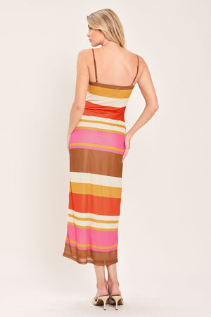 HEAT WAVES POWER MESH MIDI DRESS