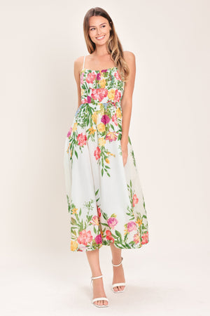Shadow Floral Woven Midi Dress