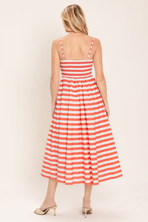 BOARDWALK STRIPE WOVEN MIDI DRESS