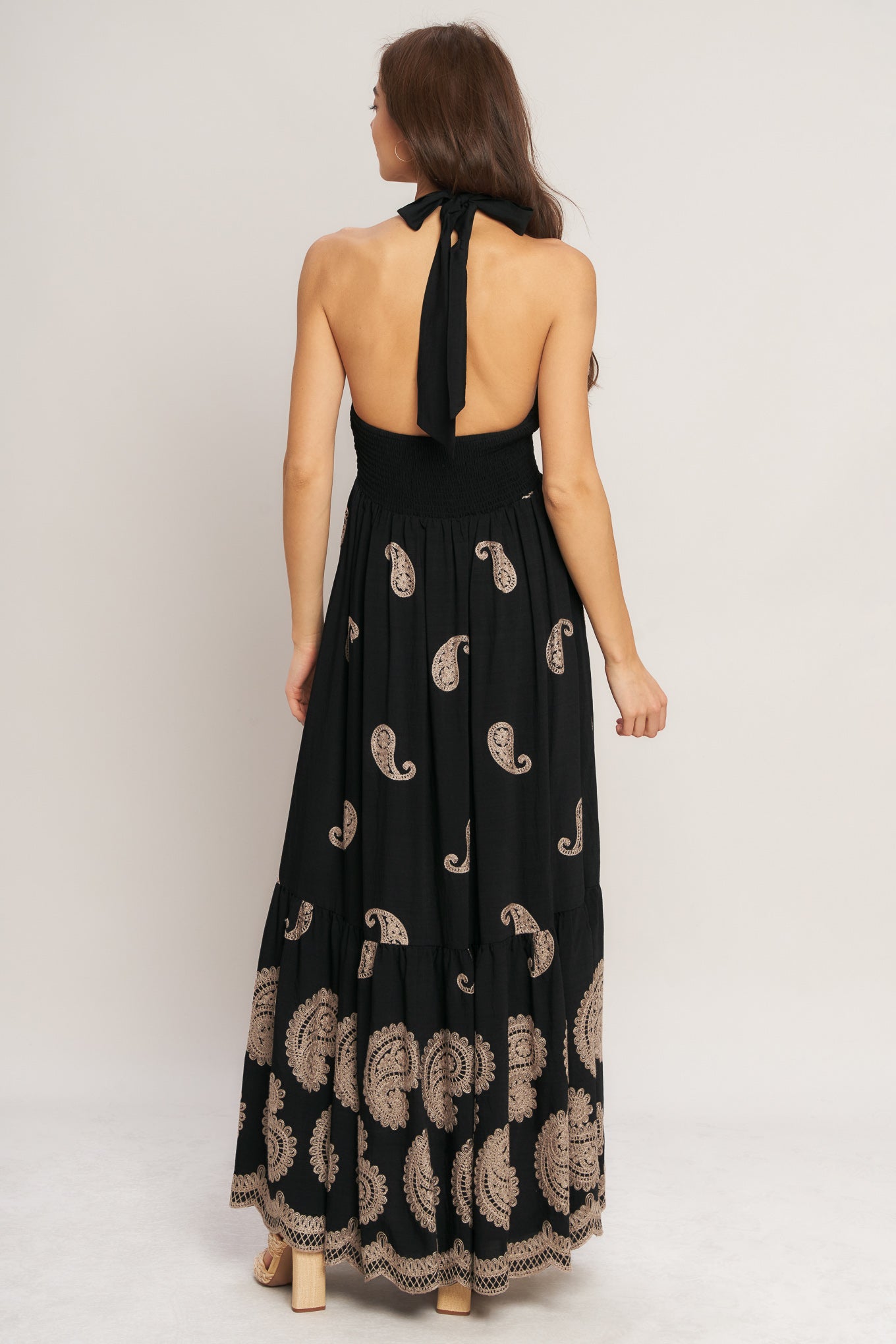 Midnight Charm Woven Midi Dress