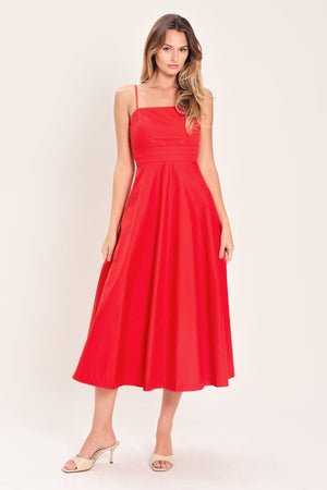 MODERN ROMANCE WOVEN MIDI DRESS