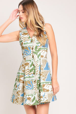 Desert Mosaic Woven Mini Dress
