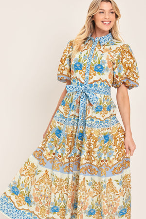 ROYAL GARDEN SOIREE WOVEN MIDI SHIRT DRESS