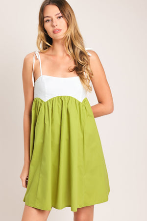 Playful Lime Woven Mini Dress