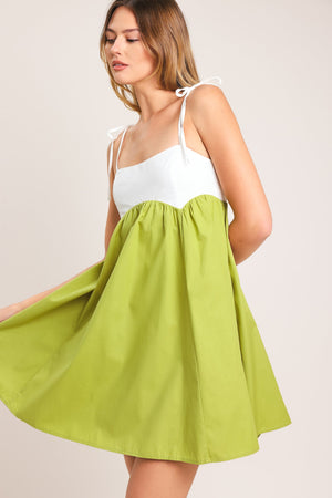 Playful Lime Woven Mini Dress