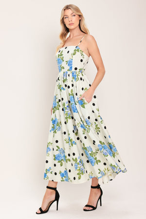 Retro Flora Woven Midi Dress