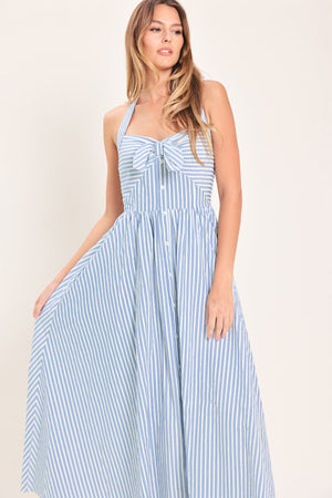 FRESH DAY STRIPE WOVEN MIDI DRESS