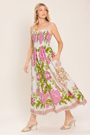 SPRINGTIME IN PARIS WOVEN MIDI DRESS
