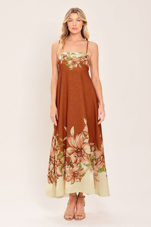 AUTUMN PETAL WOVEN MIDI DRESS