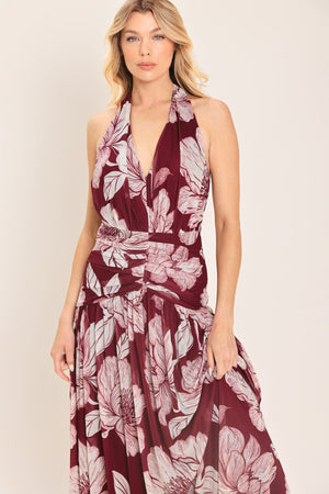 ROSEWOOD ROMANCE POWER MESH MAXI DRESS