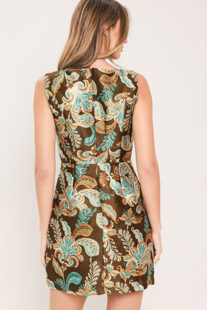 TROPICAL FILIGREE WISH WOVEN JACQUARD MINI DRESS