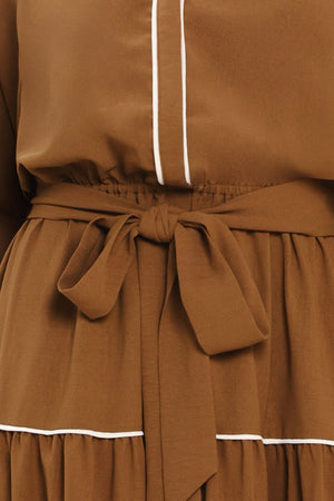 MAPLE TIERED MOMENTS WOVEN MIDI DRESS