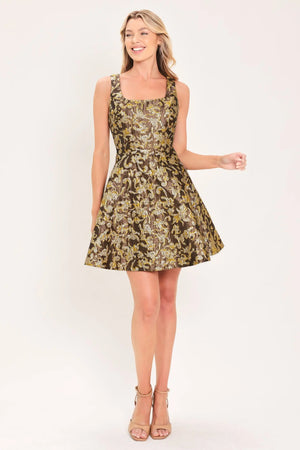 ANTIQUE GOLDEN SWIRL WOVEN MINI DRESS