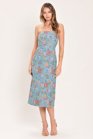 CELESTIAL GARDEN JACQUARD WOVEN TUBE DRESS